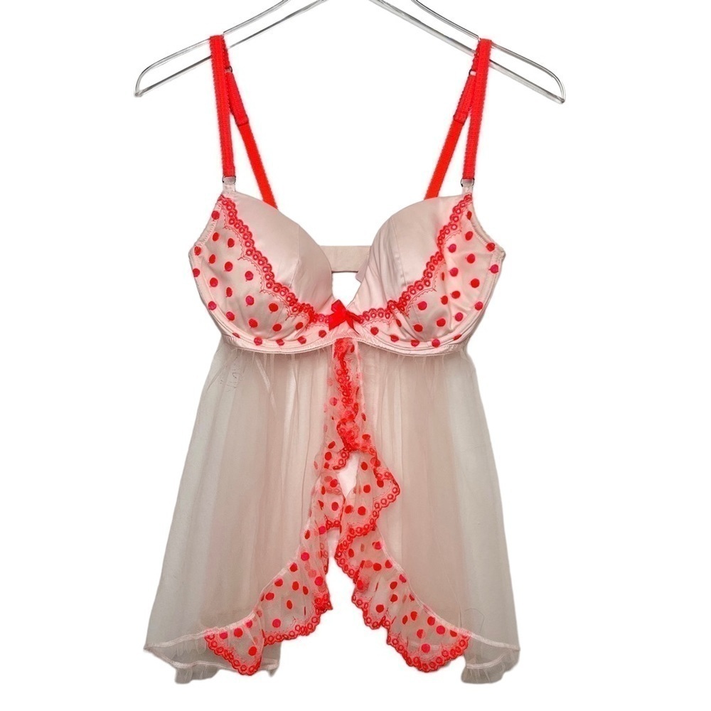 Victoria’s Secret Blush Chiffon Coquette Women’s Bustier Bra Negligée Sz 36D